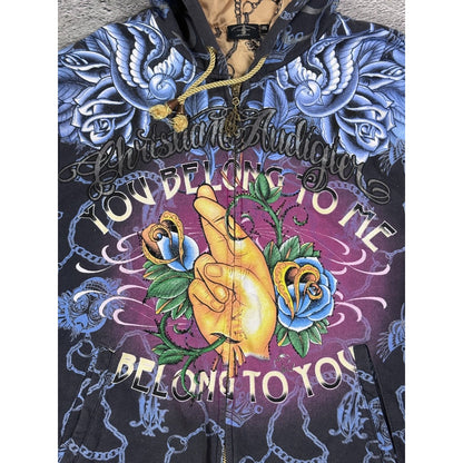 Christian Audigier gold black vinatage zip hoodie