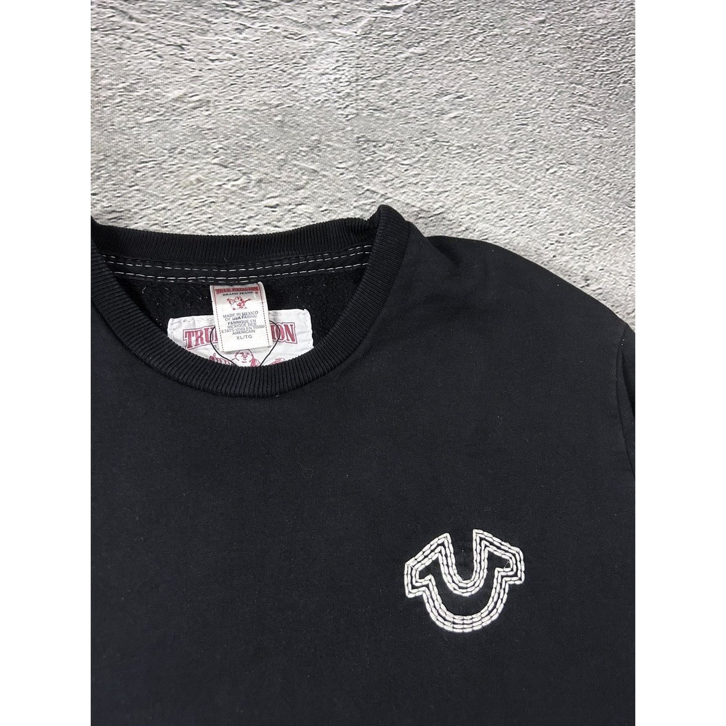 True Religion vintage black sweatshirt fat stitching Y2K