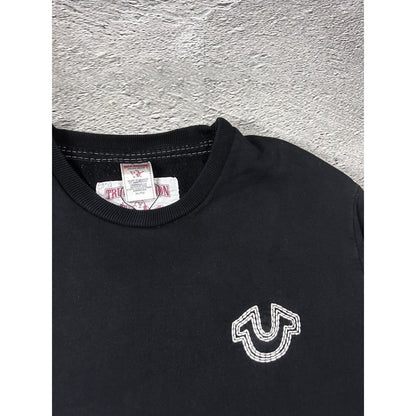 True Religion vintage black sweatshirt fat stitching Y2K