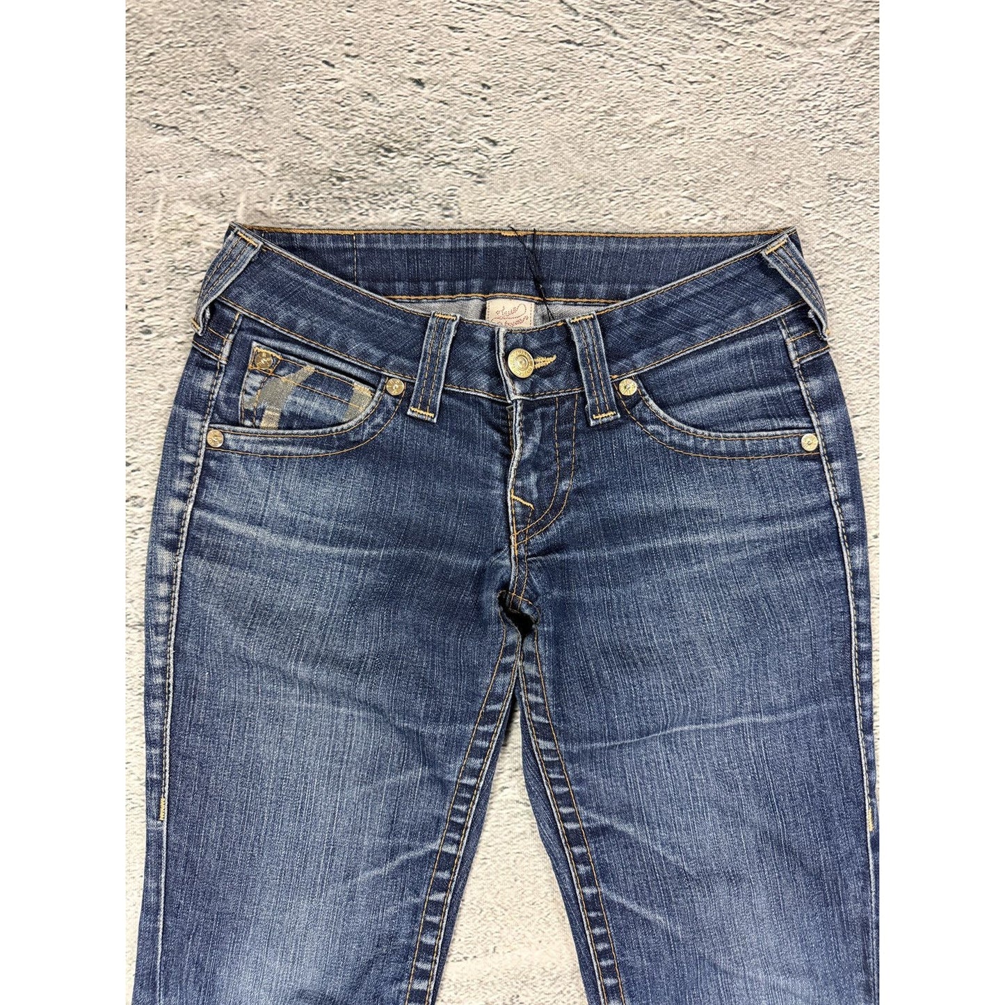 True Religion jeans Flared bootcut navy silver blue painted