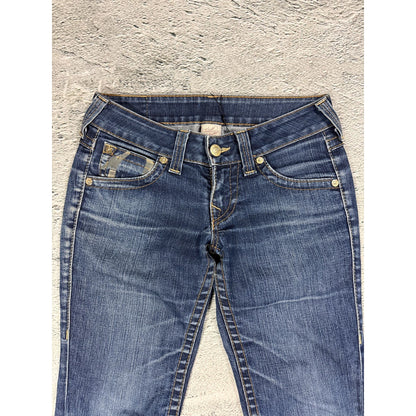 True Religion jeans Flared bootcut navy silver blue painted