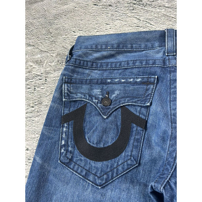 True Religion vintage blue jeans Ricky black big logo Y2K