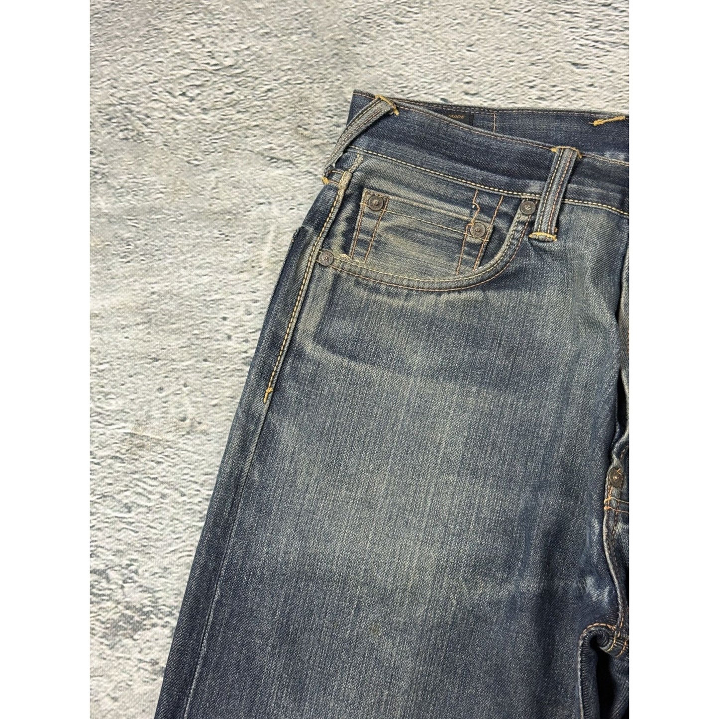 Evisu jeans white daicock big logo blue selvedge denim