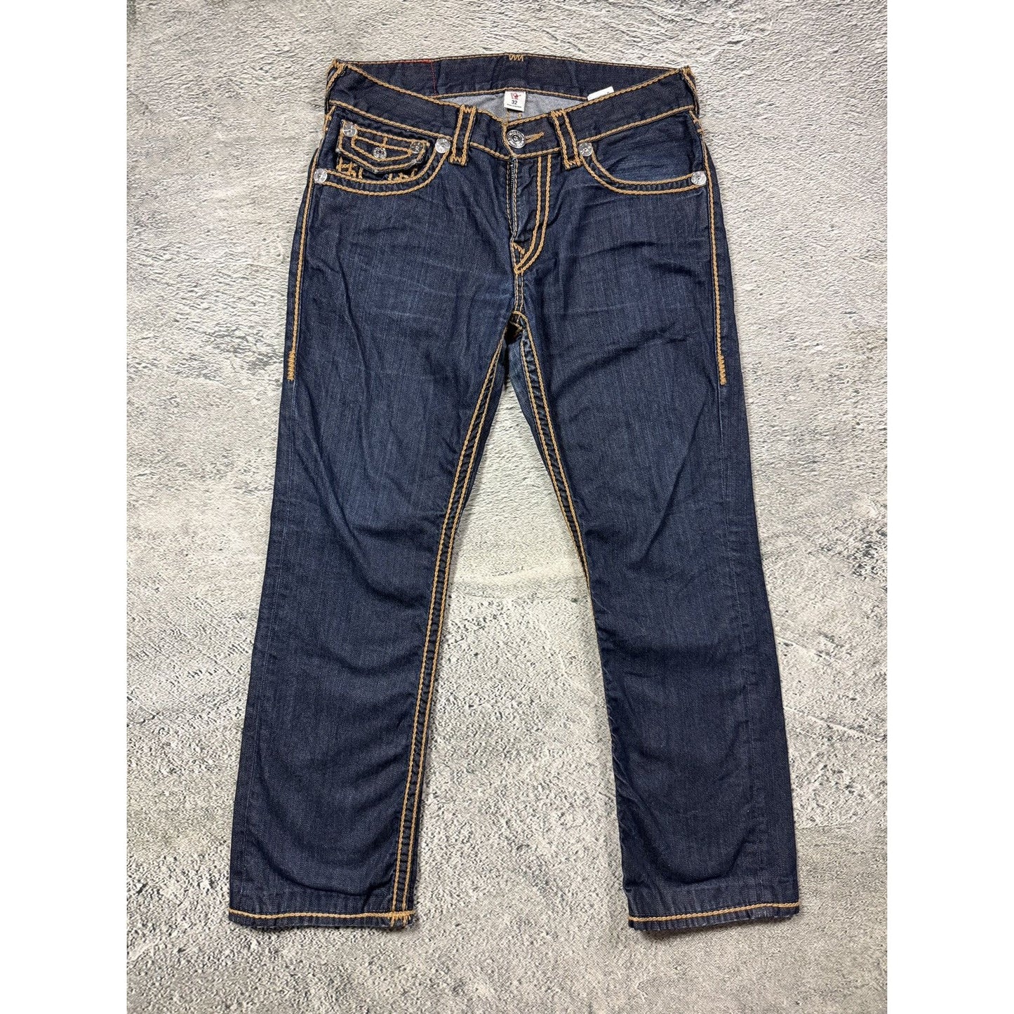 True Religion vintage Rope stitch navy raw denim golden