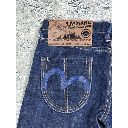 Evisu Yamane jeans bootcut navy vintage smiley face gull
