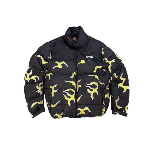 Golf Wang flames jacket down puffer black lime 2019 OG