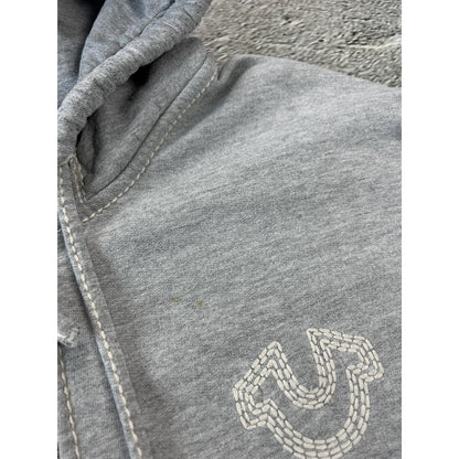 True Religion vintage grey zip hoodie white thick stitching