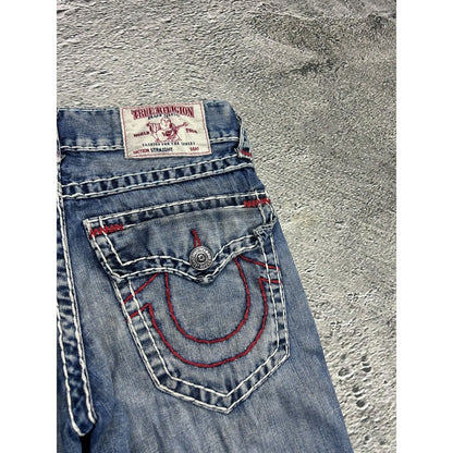 True Religion blue jeans white stitching Y2K straight flaps