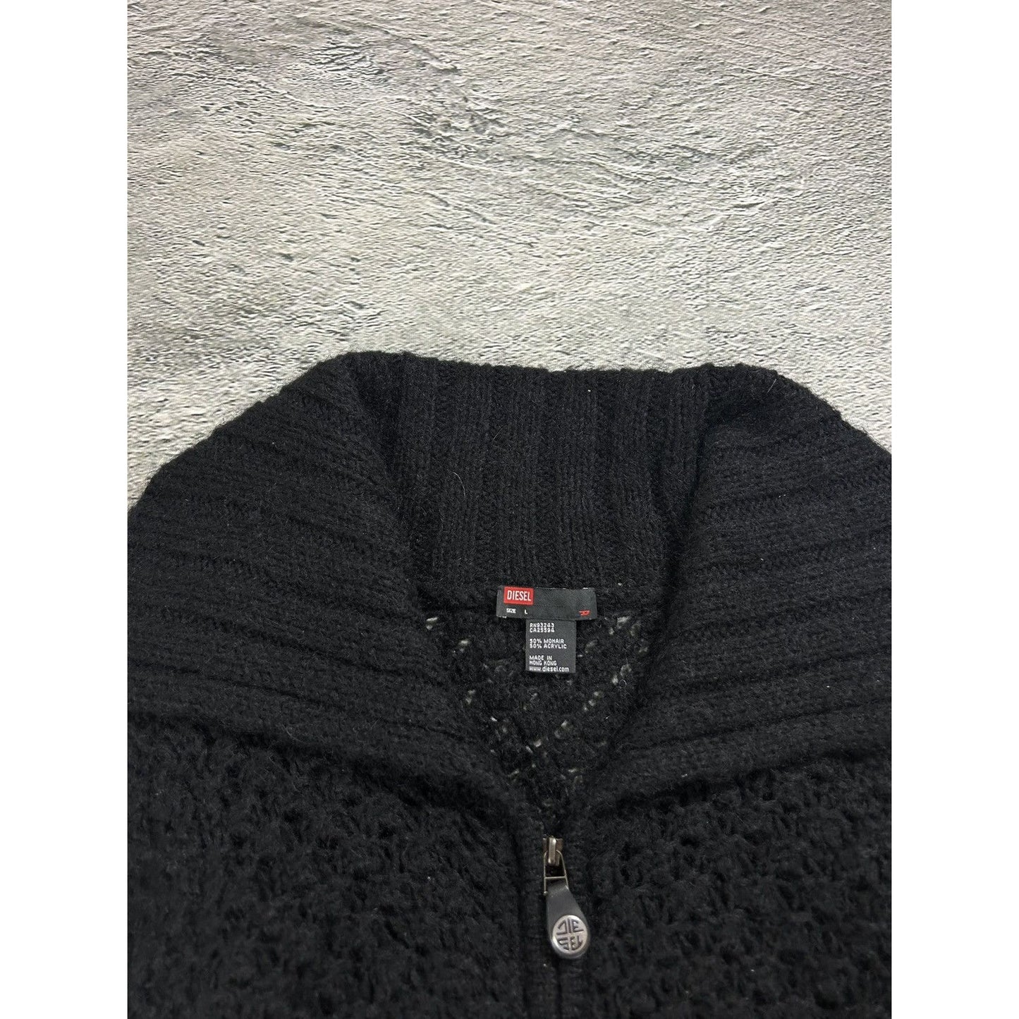 Diesel cardigan vintage zip sweater black Y2K avantgarde
