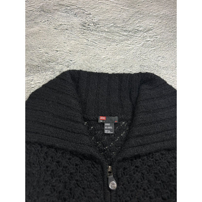 Diesel cardigan vintage zip sweater black Y2K avantgarde