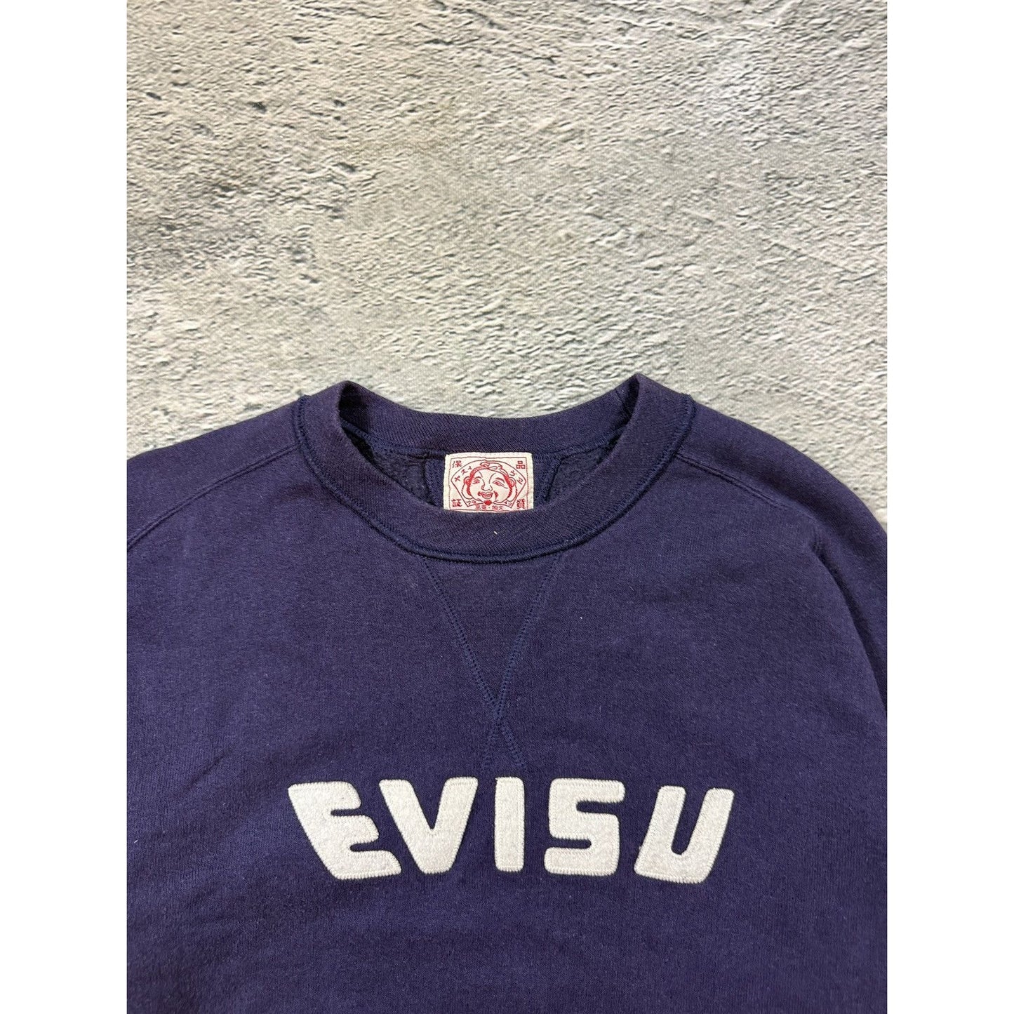 Evisu sweatshirt vintage navy big logo spell out white