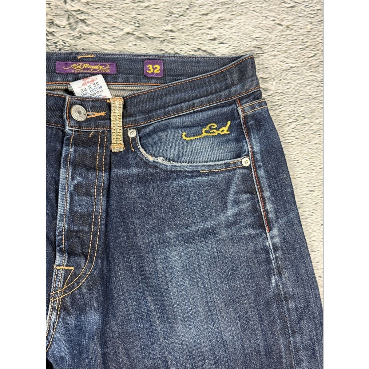Ed Hardy vintage jeans skull embroidered big logo pants