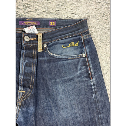 Ed Hardy vintage jeans skull embroidered big logo pants