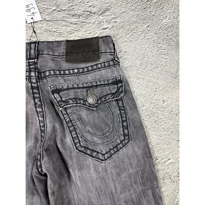 True Religion vintage grey jeans fat white stitching Ricky