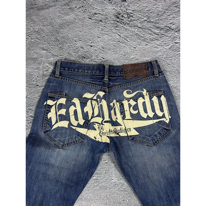 Ed Hardy Christian Audigier vintage jeans big logo pants