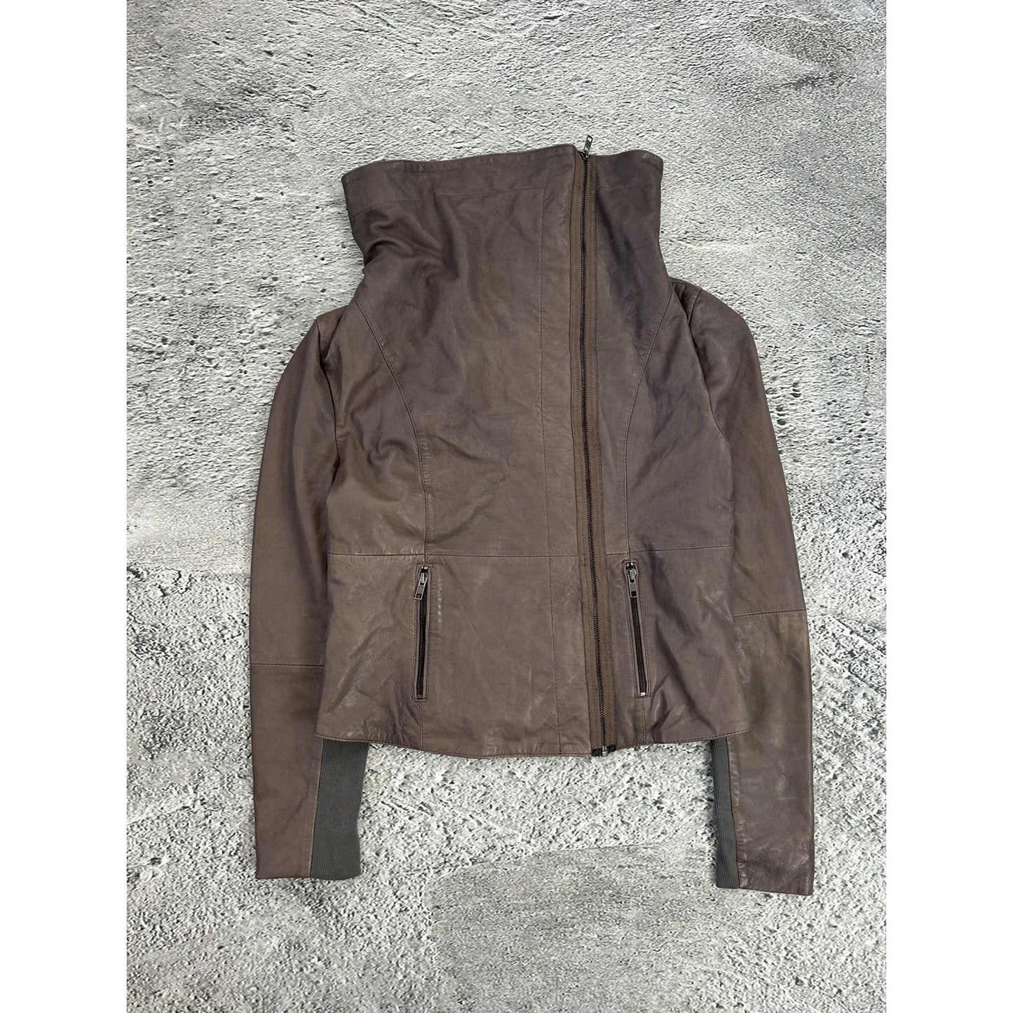 Muubaa Leather Jacket brown smoke grey avant garde