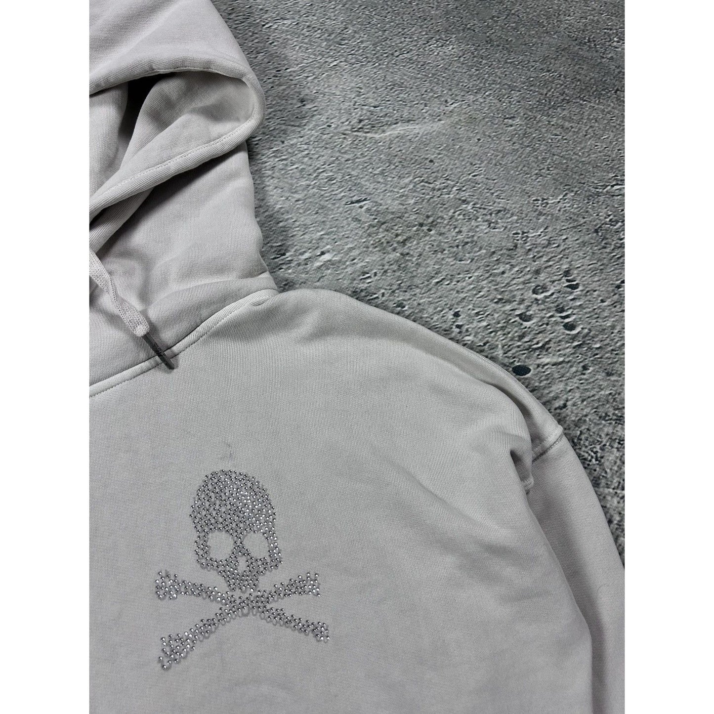 True Religion hoodie grey skull boxy crop hoody big logo Y2K