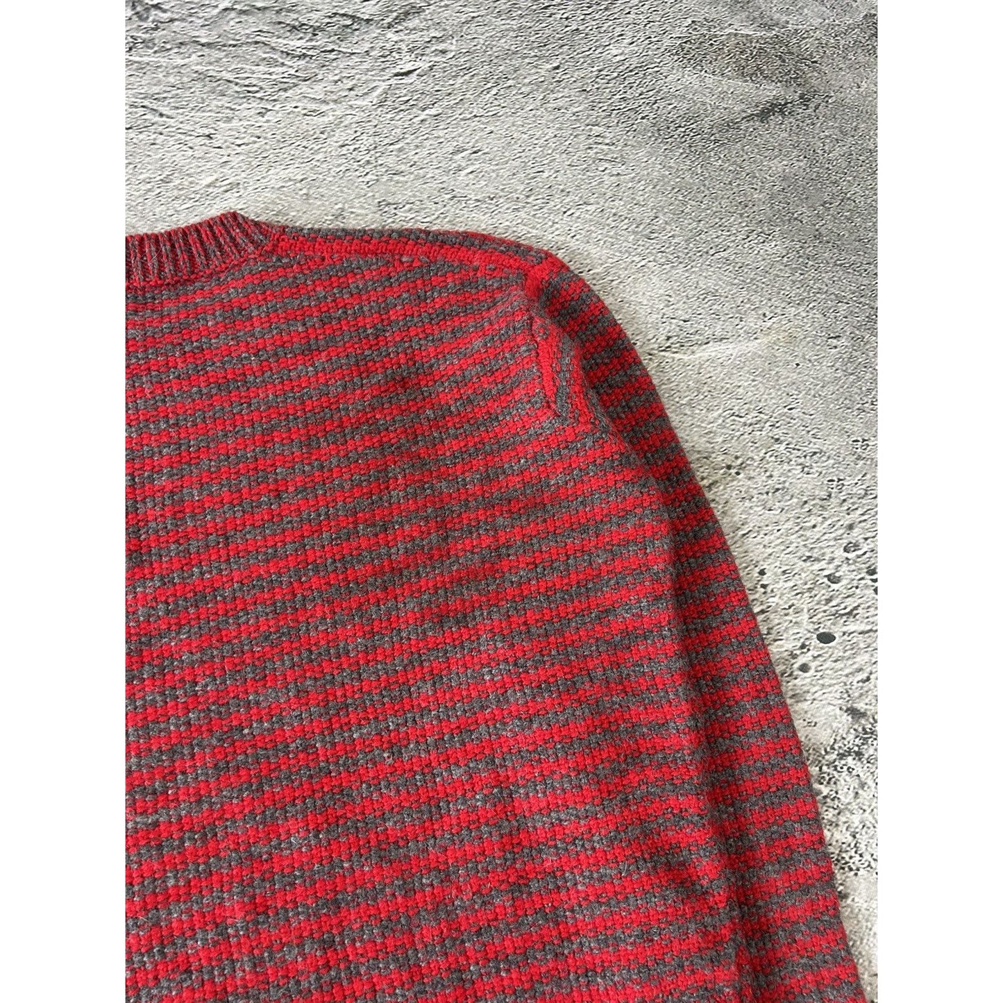 Prada sweater alpaca wool striped red grey
