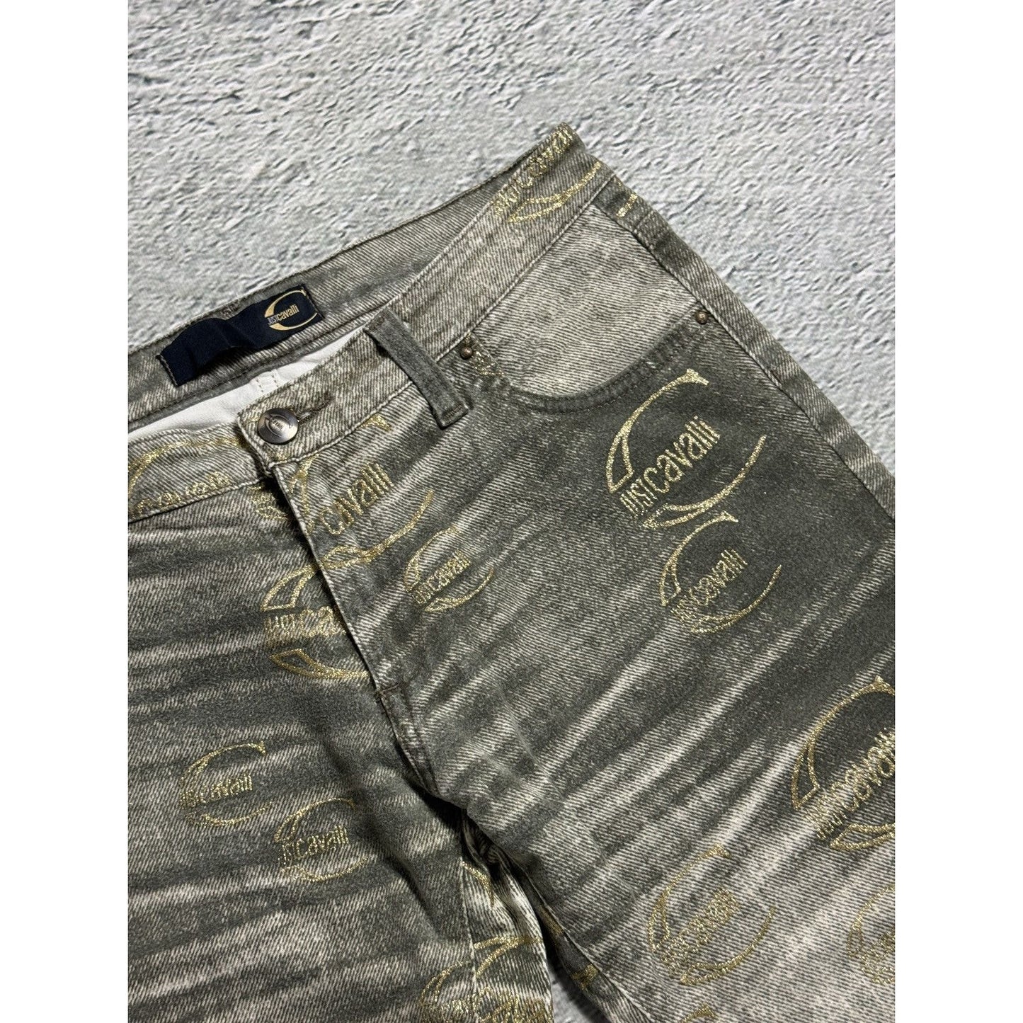 Just Cavalli flared jeans monogram fullprint Y2K washed