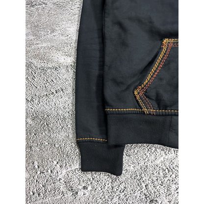 True Religion vintage black zip hoodie thick stitching Y2K