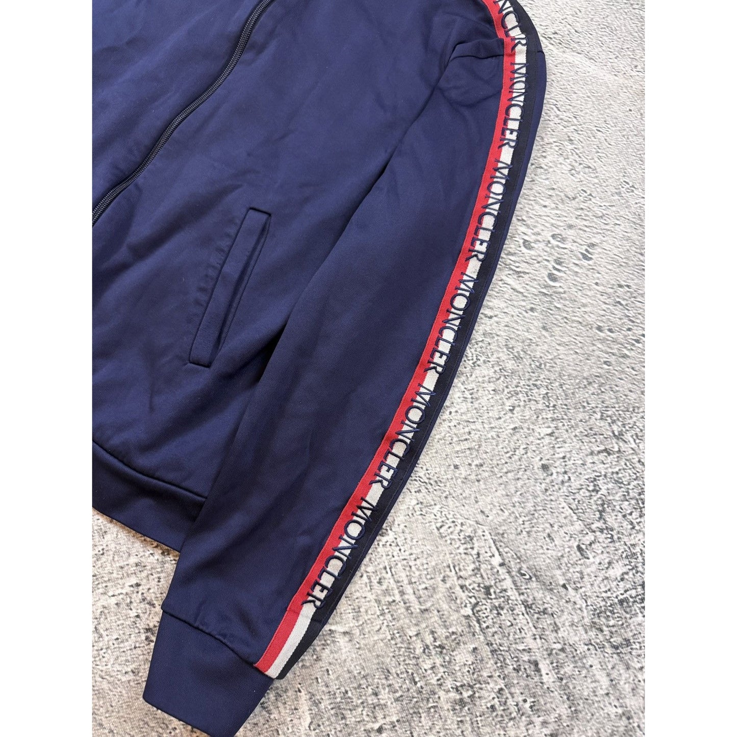 Moncler vintage track jacket zip navy side stripe
