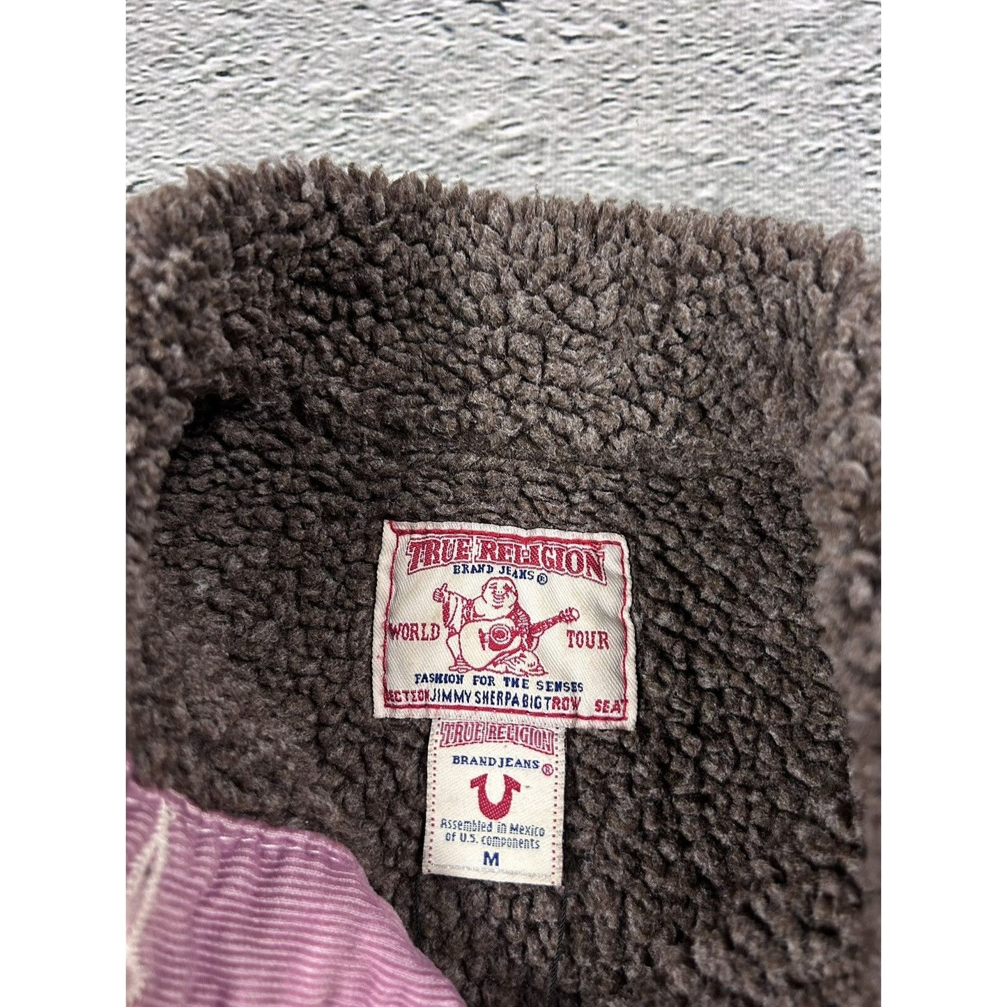 True Religion corduroy denim jacket sherpa trucker pink