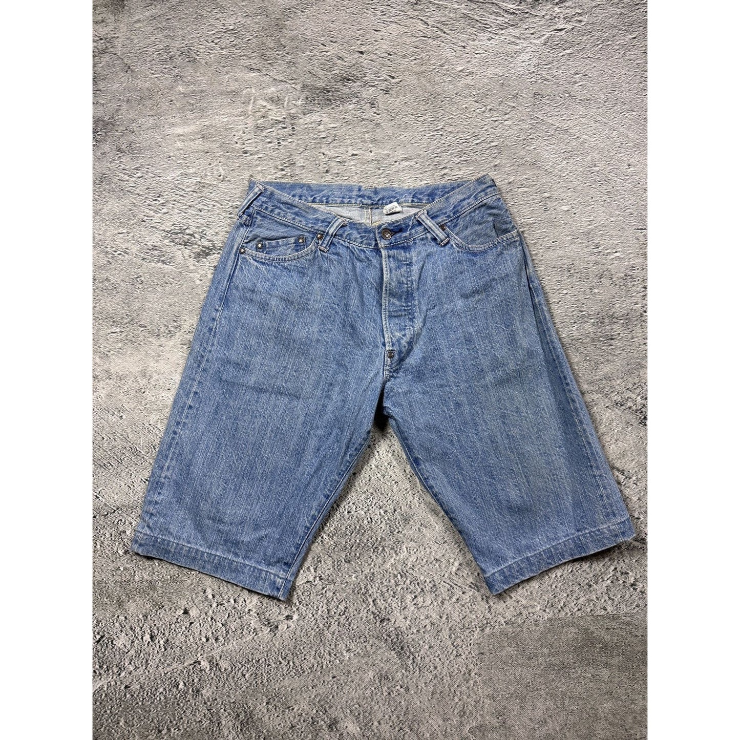 Evisu Yamane jorts light blue Y2K shorts denim white gull