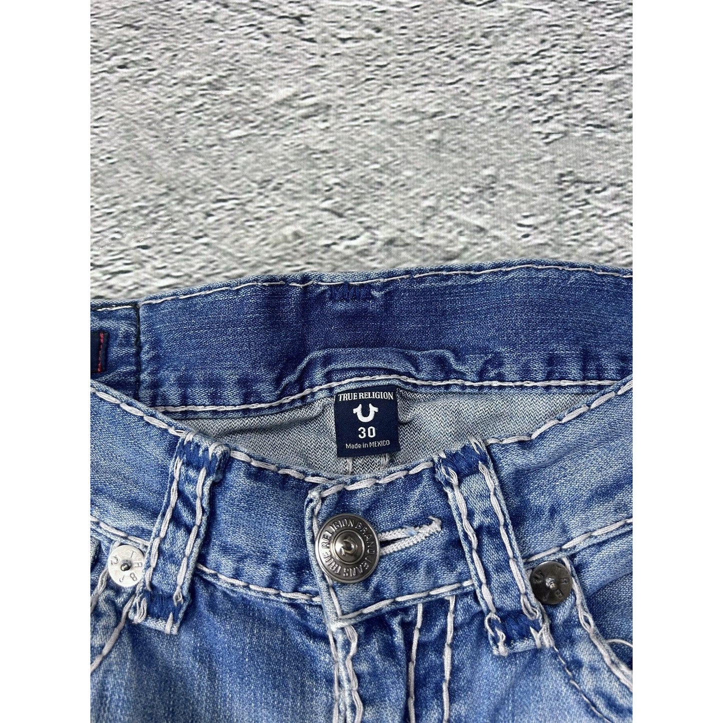 True Religion vintage jeans blue thick stitching Geno Y2K