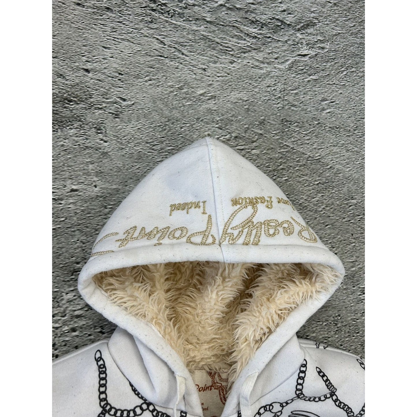 Really Point Y2K vintage zip hoodie white fur Ed Hardy