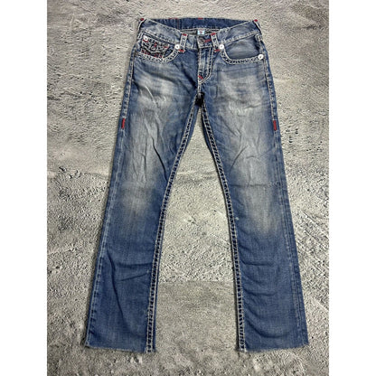 True Religion blue jeans white stitching Y2K straight flaps
