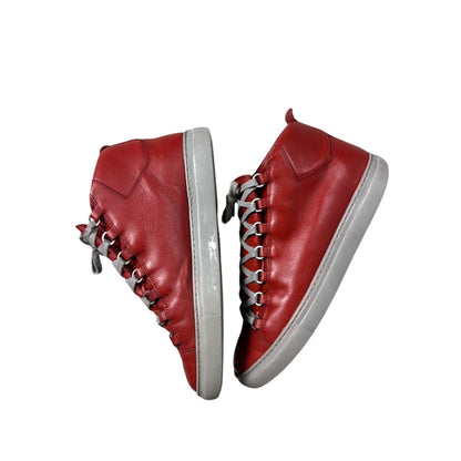 Balenciaga Arena Red Gray High Top Sneakers Swag
