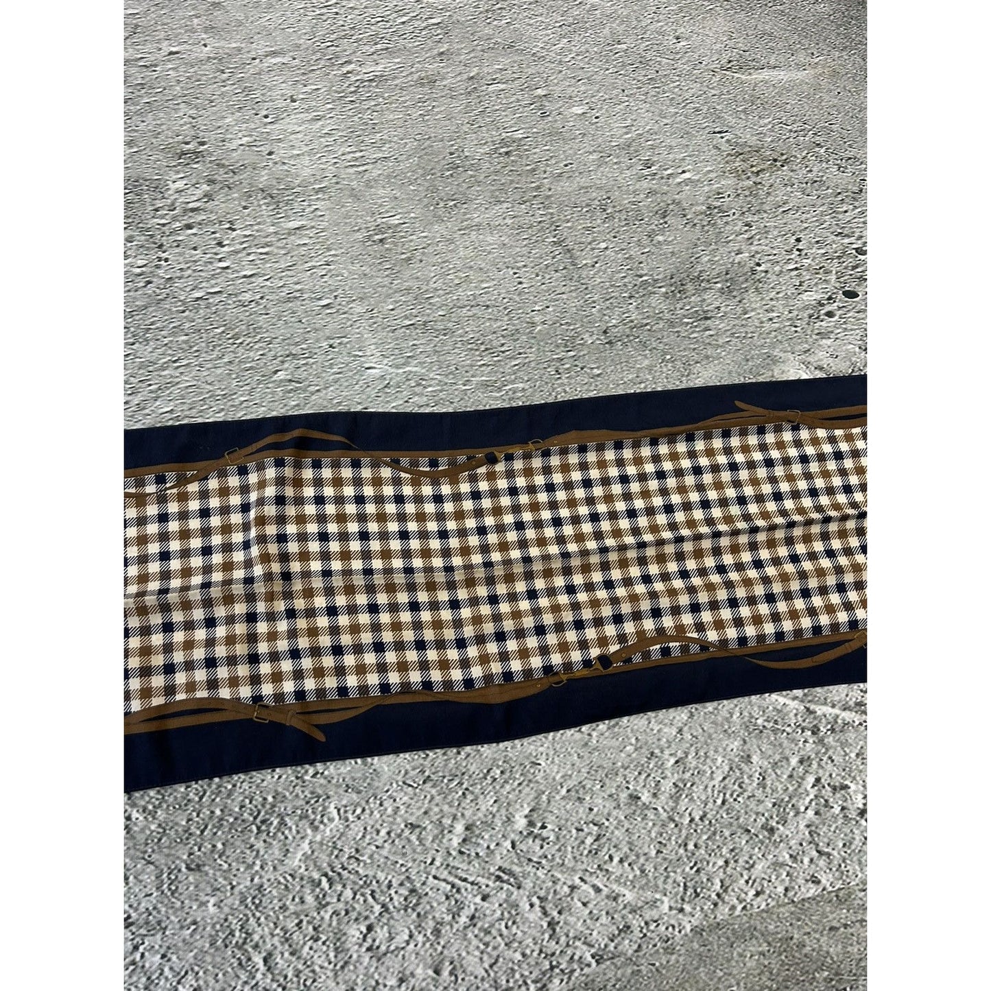 Aquascutum vintage scarf nova check navy brown London