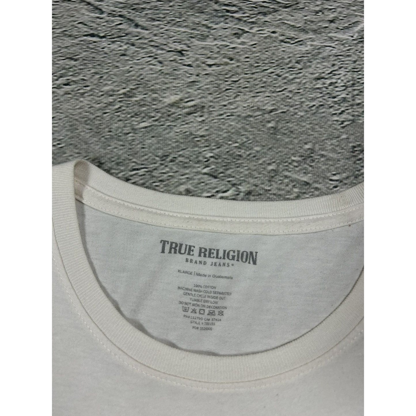 True Religion longsleeve big logo white blue horseshoe