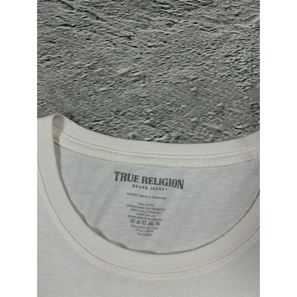 True Religion longsleeve big logo white blue horseshoe