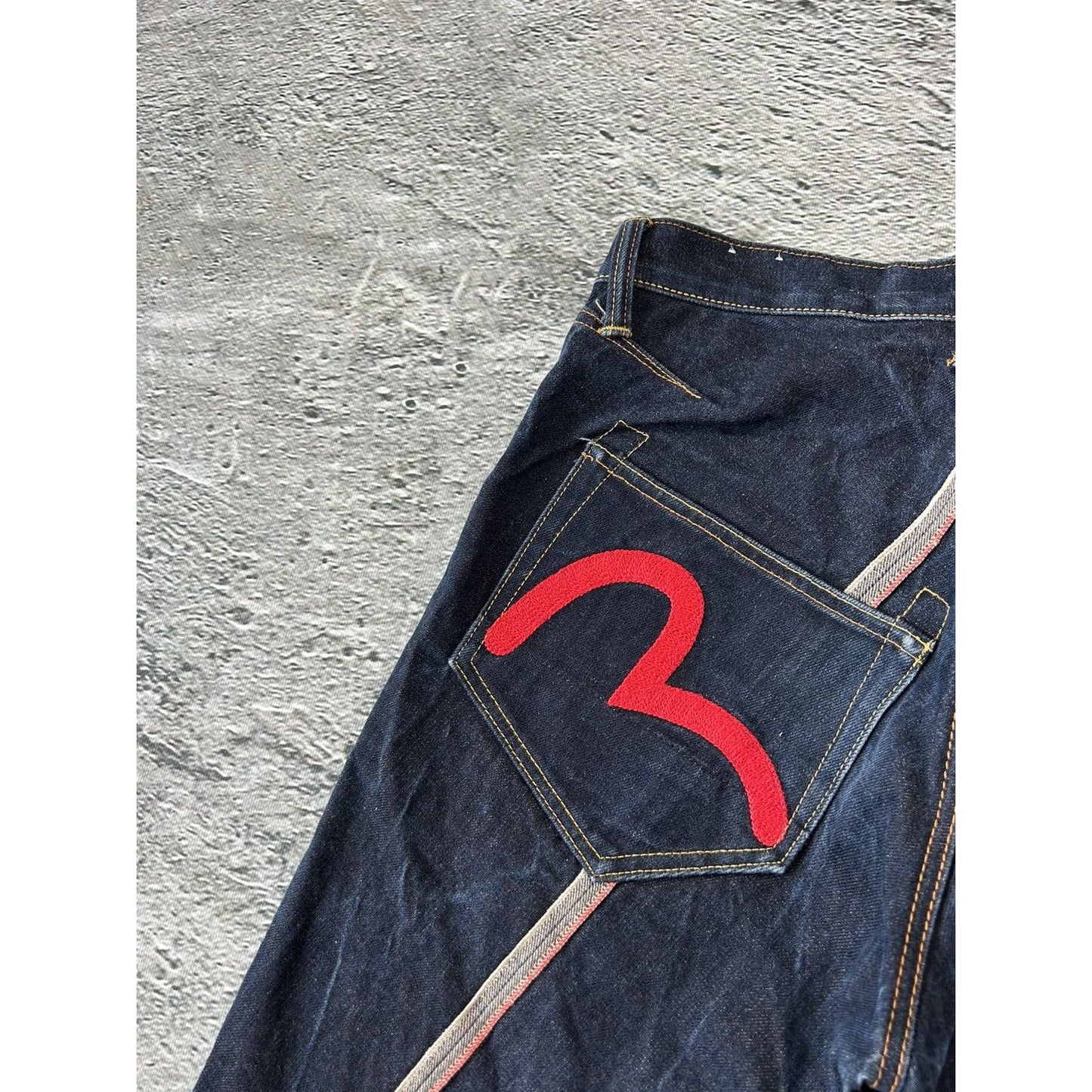 Evisu jeans vintage inside out selvedge red embroidery