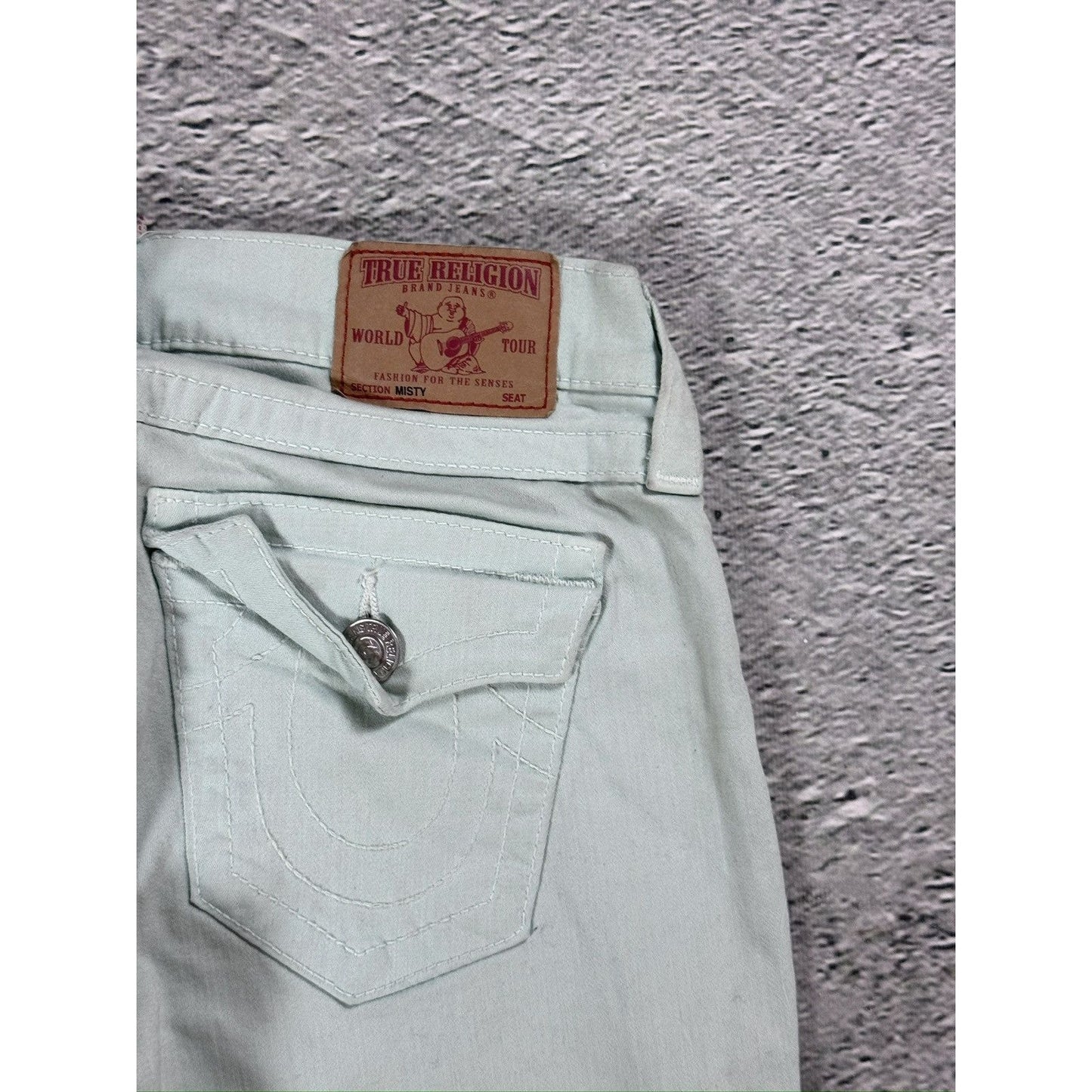 True Religion jeans mint turquoise vintage denim pants slim