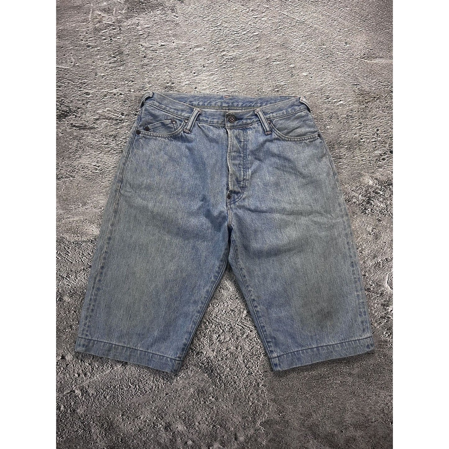 Yamane jorts Evisu denim shorts jeans Y2K embroidery face