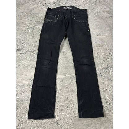 Wax jeans studded flared black skull