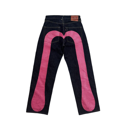 Evisu jeans daicock big logo pink selvedge denim Japan