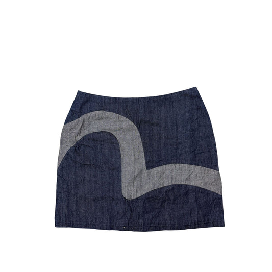 Evisu Donna vintage navy skirt big seagull logo Y2K