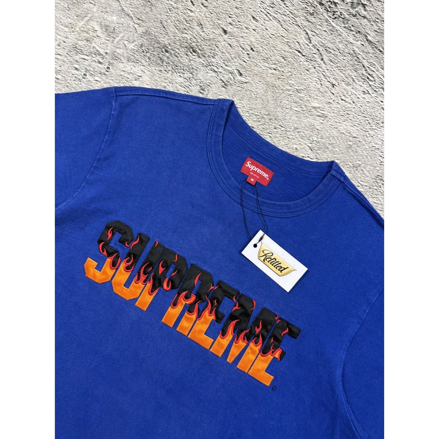 Supreme flames top Royal T-shirt blue SS19