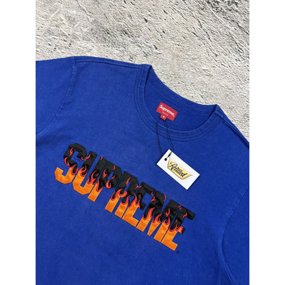 Supreme flames top Royal T-shirt blue SS19