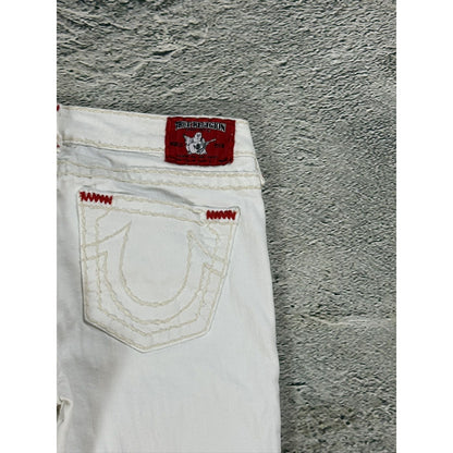 True Religion vintage white jeans slim Stella red stitching