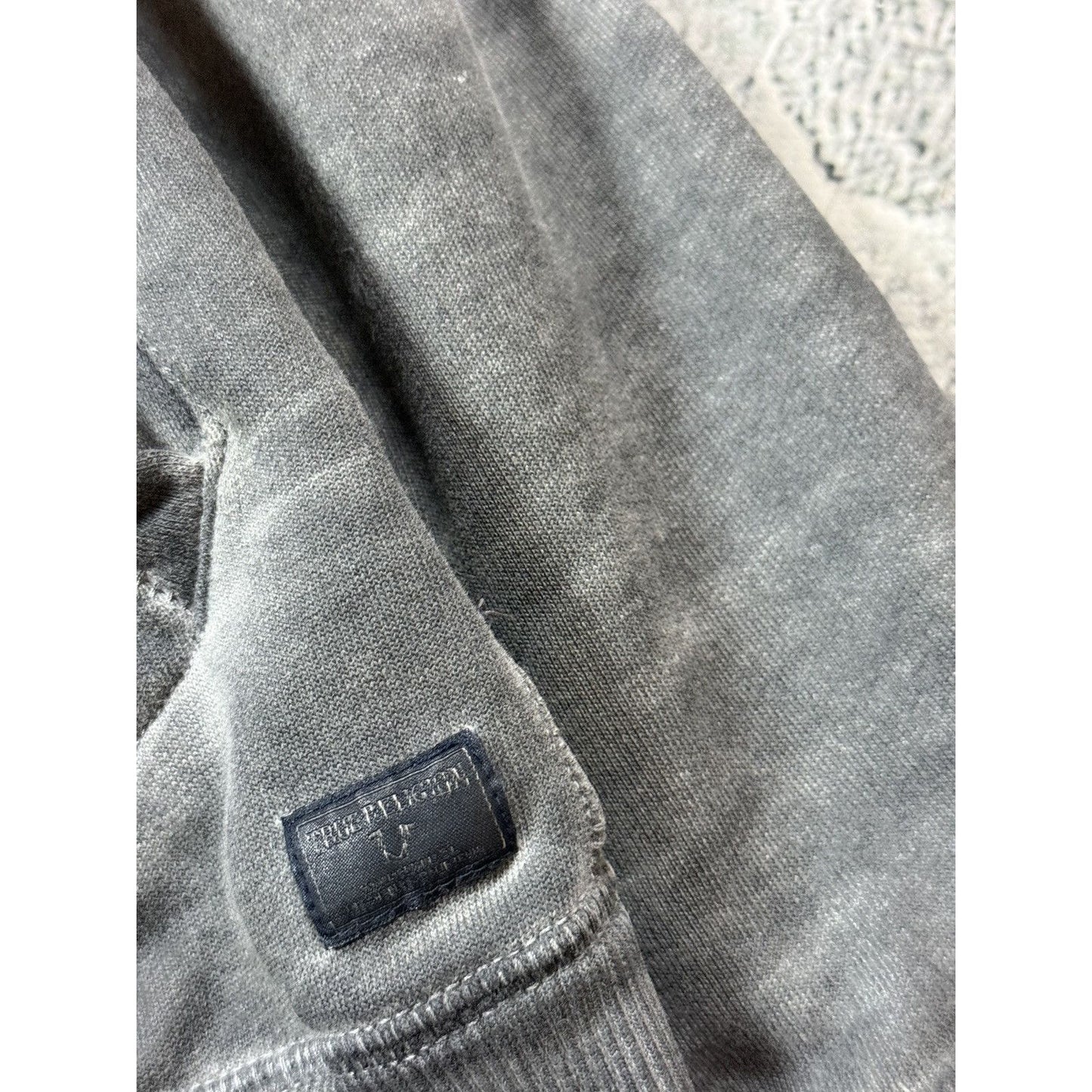 True Religion zip hoodie gray vintage fade Y2K