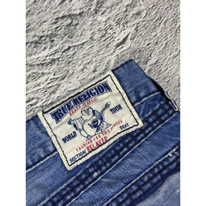 True Religion blue jeans black thick stitching Y2K Relaxed