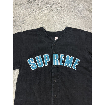 Supreme Button Up Baseball Jersey black big logo