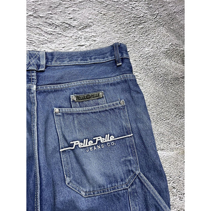 Pelle Pelle vintage blue jeans cargo big logo Y2K baggy