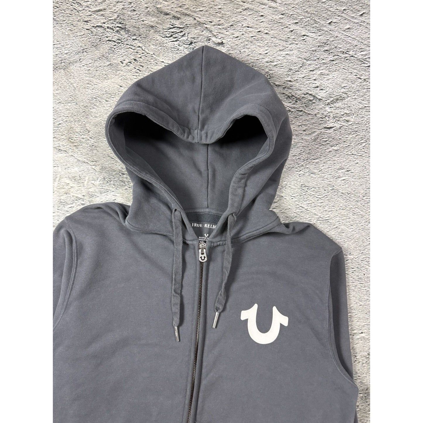 True Religion zip hoodie big logo vintage gray Y2K