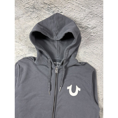 True Religion zip hoodie big logo vintage gray Y2K