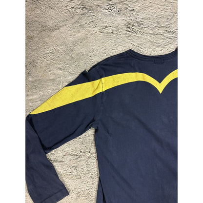 Evisu long sleeve big logo navy yellow daicock t-shirt
